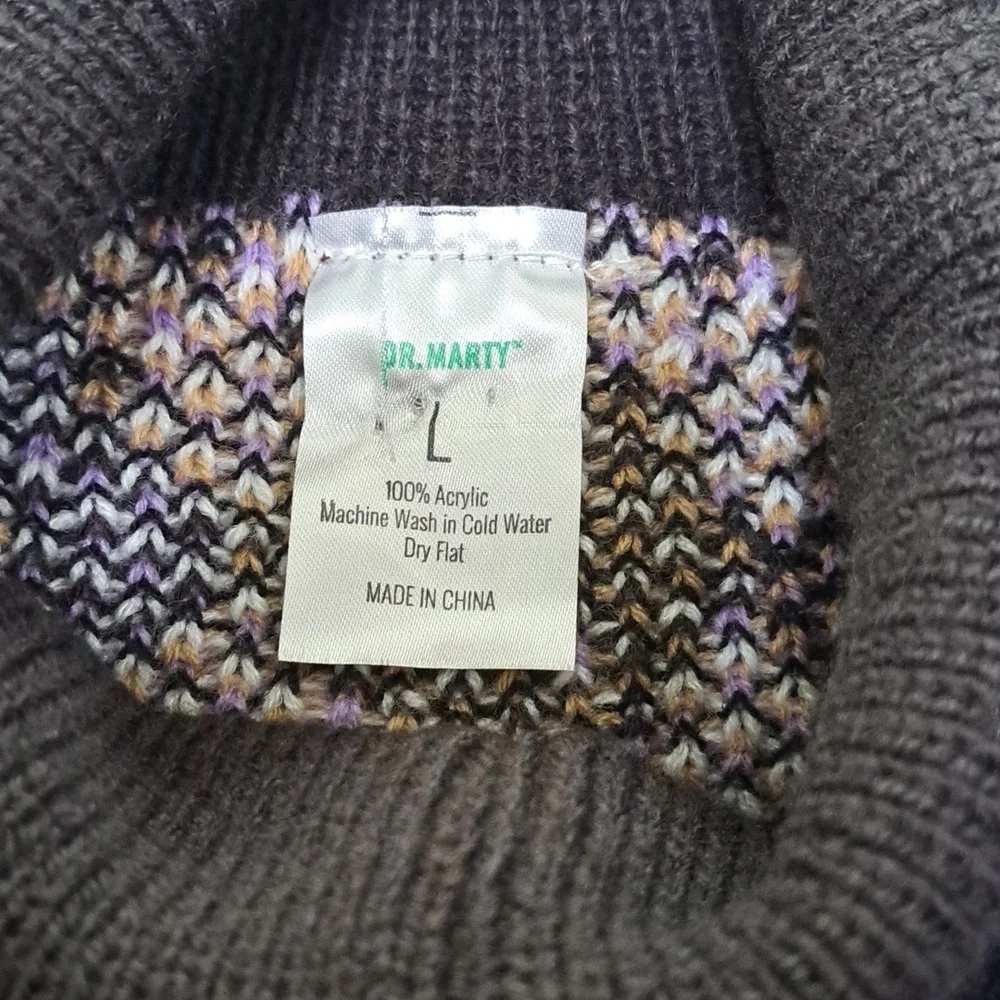 Dr Marty Knited Dog Argyle Sweater in Black, Purple, Tan & White Size Large